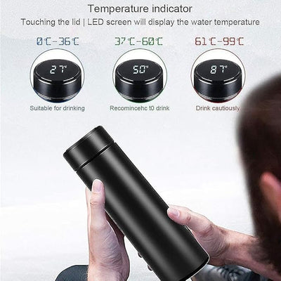 Stainless Steel Vacuum Flask Water Bottle, with Temperature Display